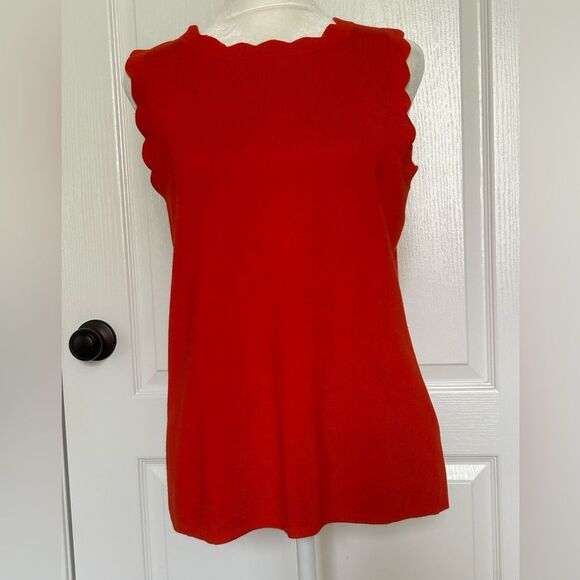 Cable & Gauge Women’s Orange Scalloped Tank Top Rayon Blend Size Large - Picture 3 of 10